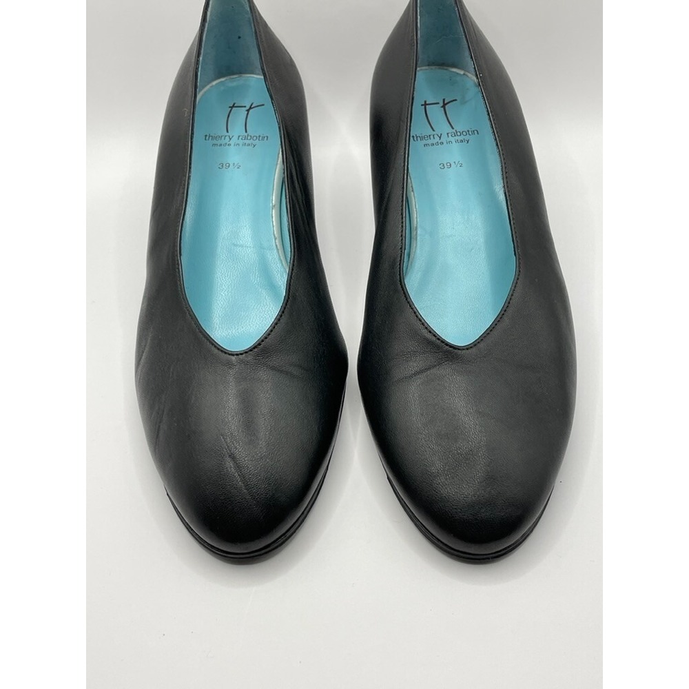 Thierry Rabotin Court Shoes Womens Size EU 39.5 Black‎ Leather Pump Heels NWOB
